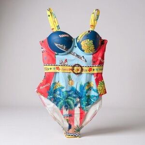 Endless Moon Colorful Tropical Print Swimsuit nwt, 019